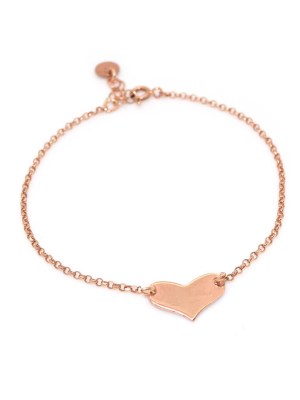 Bracciale in Argento galvanizzato color rosa con cuore